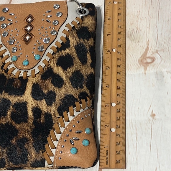 Western Style Mini Crossbody Purse Embroidery Turquoise Embellishments - Picture 8 of 15